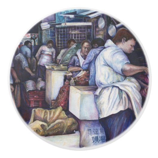 Bouton De Porte En Céramique Soupe à la tête de poisson, Singapour (Devant)