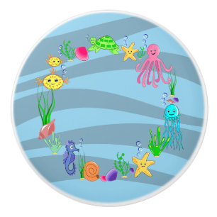 Bouton De Porte En Céramique Sous la mer Marine Créatures Ceramic Knob