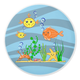 Bouton De Porte En Céramique Sous la mer Marine Créatures Ceramic Knob