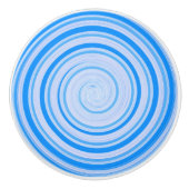 Bouton De Porte En Céramique spirale blanche et bleue (Devant)