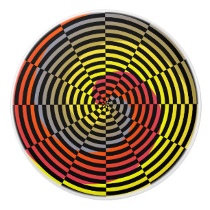 Bouton De Porte En Céramique Spirale rouge jaune bleu par Kenneth Yoncich