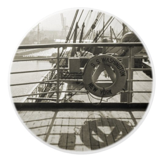 Bouton De Porte En Céramique SS Washington Luxury Liner Cruise Ship 1930's Deck (Devant)