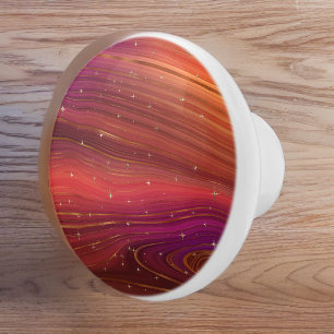 Bouton De Porte En Céramique Strate terrestre molle rouge et orange