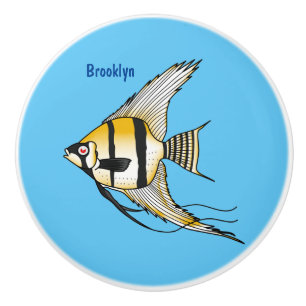 Bouton De Porte En Céramique Striped angelfish cartoon