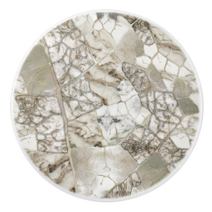 Bouton De Porte En Céramique structure en marbre blanc et feuille de perle