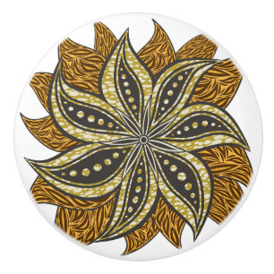 Bouton De Porte En Céramique Style Batik Floral Abstrait africain