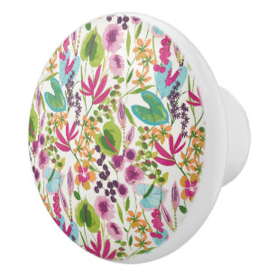 Bouton De Porte En Céramique Style coloré Été Tropical Floral Modèle