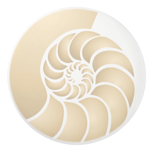 Bouton De Porte En Céramique Style côtier du Nautilus beige (Devant)
