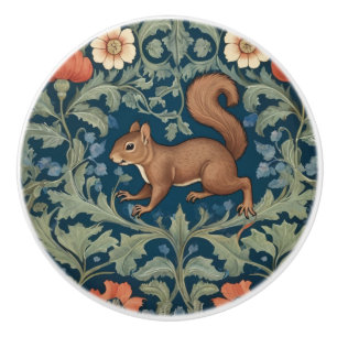 Bouton De Porte En Céramique Style écureuil William Morris gauche face à floral