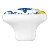 Bouton De Porte En Céramique style italien, mosaïque, bleu, citron, (Côté)