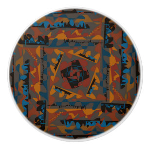 Bouton De Porte En Céramique Style Sud-Ouest Motif Abstrait Jagged Design