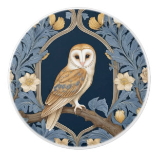Bouton De Porte En Céramique Style William Morris feutré Face droite Barn Owl