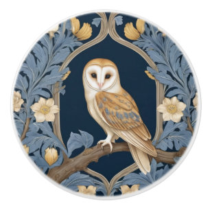 Bouton De Porte En Céramique Style William Morris feutré Face gauche Barn Owl