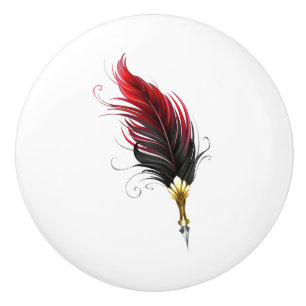 Bouton De Porte En Céramique Stylo rouge en plumes avec nib or