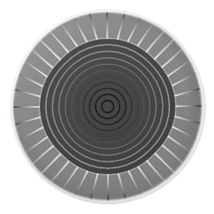 Bouton De Porte En Céramique Sunburst géométrique moderne - Hématite foncé