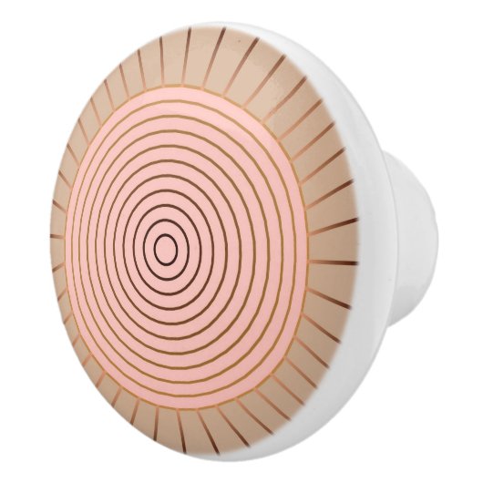 Bouton De Porte En Céramique Sunburst géométrique moderne - Peach et Tan (Droite)