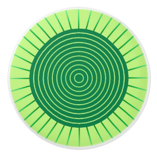 Bouton De Porte En Céramique Sunburst géométrique moderne - Vert émeraude et