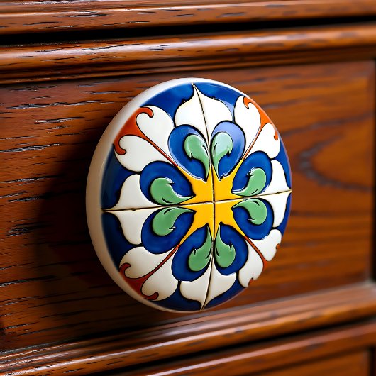 Bouton De Porte En Céramique Sunburst Serenade Azulejo