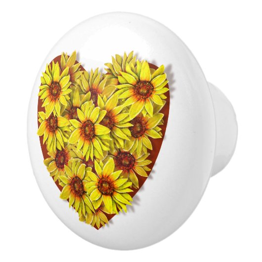Bouton De Porte En Céramique Sunflower Heart Ceramic Pull / Knob (Droite)