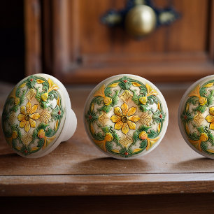 Bouton De Porte En Céramique Sunny Blossom Delight Ceramic Knob Pull