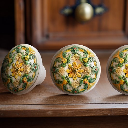 Bouton De Porte En Céramique Sunny Blossom Delight Ceramic Knob Pull