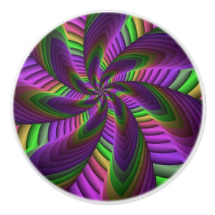 Bouton De Porte En Céramique Super Énergétique coloré Neon Motif fractal