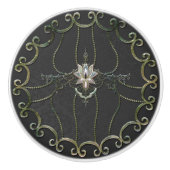 Bouton De Porte En Céramique Superbe fleur de lotus élégante. (Devant)