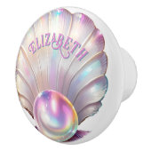 Bouton De Porte En Céramique Sweet Pastel Iridescente Pearl Seashell (Droite)