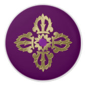 Bouton De Porte En Céramique Symbole bouddhiste doré Vajra (Devant)