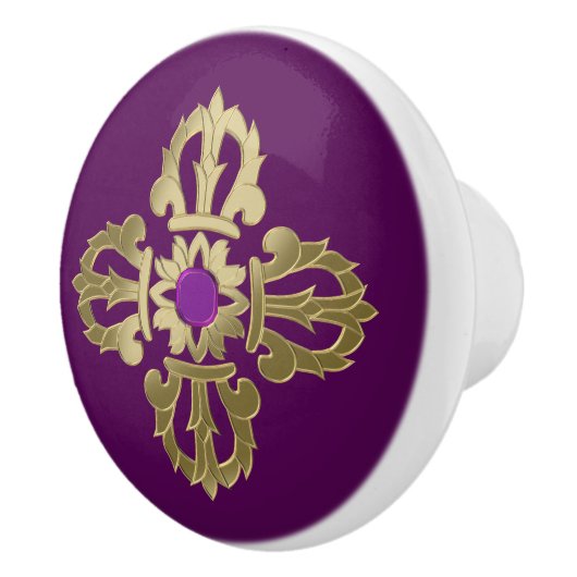 Bouton De Porte En Céramique Symbole bouddhiste doré Vajra (Droite)