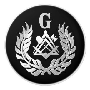 Bouton De Porte En Céramique Symbole de maçonnerie en argent