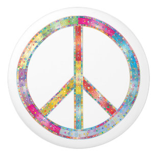 Bouton De Porte En Céramique Symbole de paix coloré