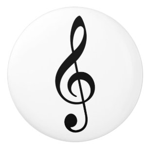 Bouton De Porte En Céramique Symbole musical de clé de sol noire