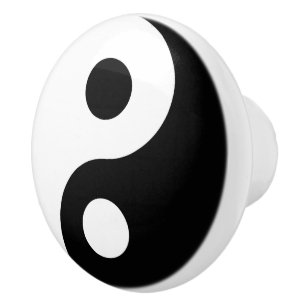 Bouton De Porte En Céramique Symbole Yin et Yang blanc et noir