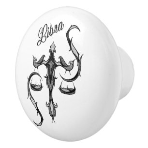 Bouton De Porte En Céramique SYMBOLE Zodiaque Libra
