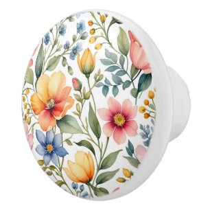 Bouton De Porte En Céramique Symphonie de jardin printanier - Fleur sauvage aqu
