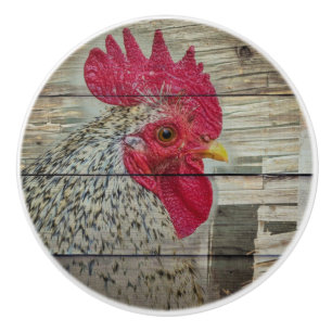 Bouton De Porte En Céramique Tableau de la grange de poulet rustique Rooster