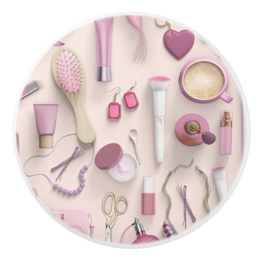 Bouton De Porte En Céramique Tableau rose de vanité (Devant)