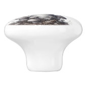 Bouton De Porte En Céramique Tabouret gris argenté dans la forêt (Côté)