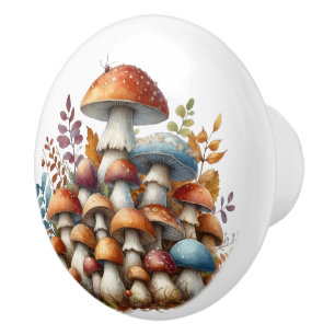 Bouton De Porte En Céramique Tabourets multicolores dans la forêt