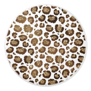 Bouton De Porte En Céramique Taches de léopard Animaux sauvages Safari paillett