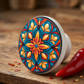 Bouton De Porte En Céramique Talavera Mexicain de Style Coloré