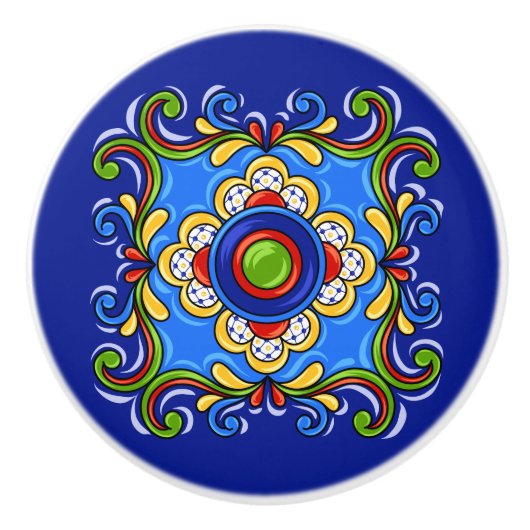 Bouton De Porte En Céramique Talavera Tile Version 3 Ceramic Drawer Knower (Devant)