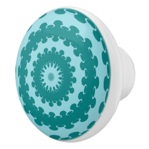 Bouton De Porte En Céramique Tangager Turquoise et Turquoise Croissant Bleu Lun