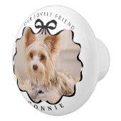 Bouton De Porte En Céramique Tapis noir ruban blanc (Droite)