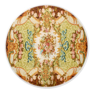 Bouton De Porte En Céramique Tapisserie française florale rose baroque victorie