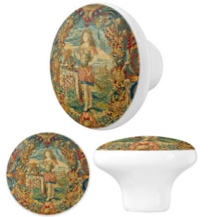 Bouton De Porte En Céramique Tapisserie Vintage française Motif élégant coloré