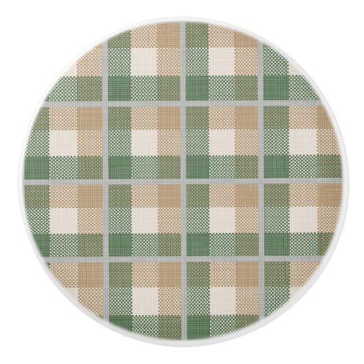 Bouton De Porte En Céramique Tartan (Devant)