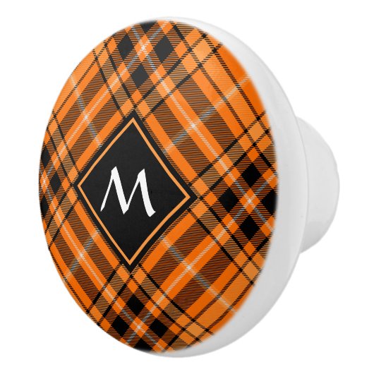 Bouton De Porte En Céramique Tartan orange d'Halloween (Droite)
