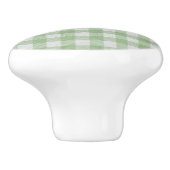 Bouton De Porte En Céramique Tartan vert et blanc plaid texture écossaise (Côté)